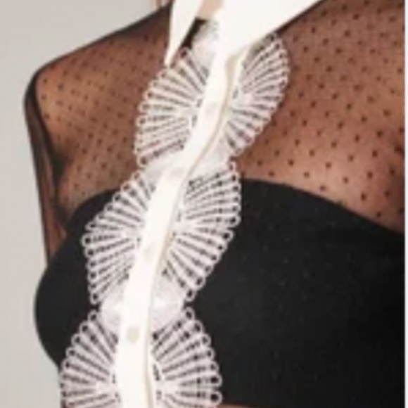 NEW Anne Fontaine LEOPOLDINE Black Sheer Lace Blouse - Size 44 (US 12) - Picture 3 of 15